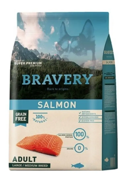 Alimento Bravery Salmón Perro Adulto Raza Mediana y Grande 12 Kg