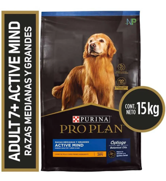 Alimento Pro Plan OptiAge Active Mind para perro senior de raza mediana y grande sabor pollo y arroz de 15 kg