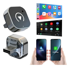 Dongle Usb Carplay Android Auto Inalámbrico 2 En 1 Wifi 2.4/5g Bluetooth 5.0 800+ Modelos Ota Carplay Siri Google Asistente Voz